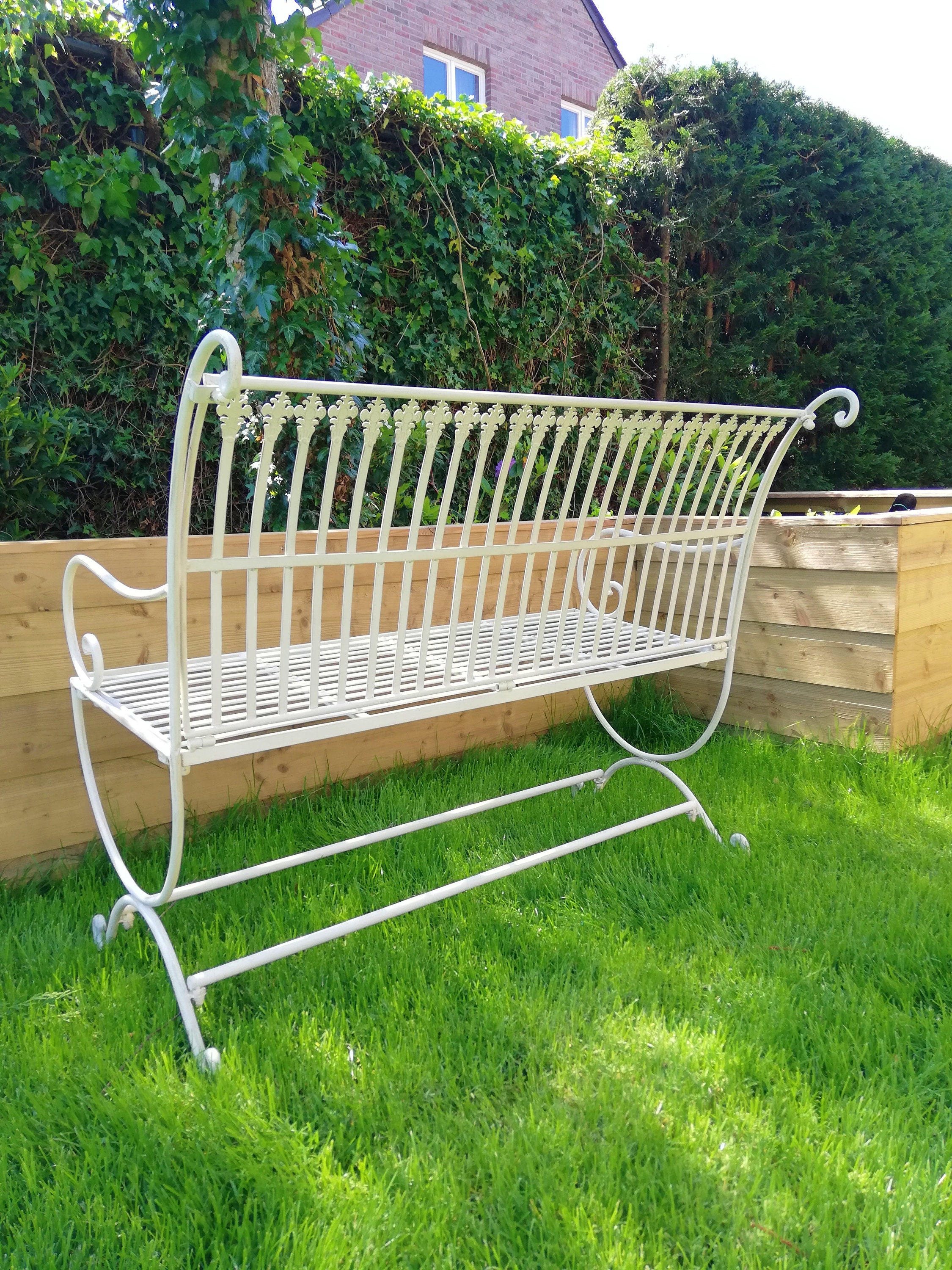 Wrought iron garden bench