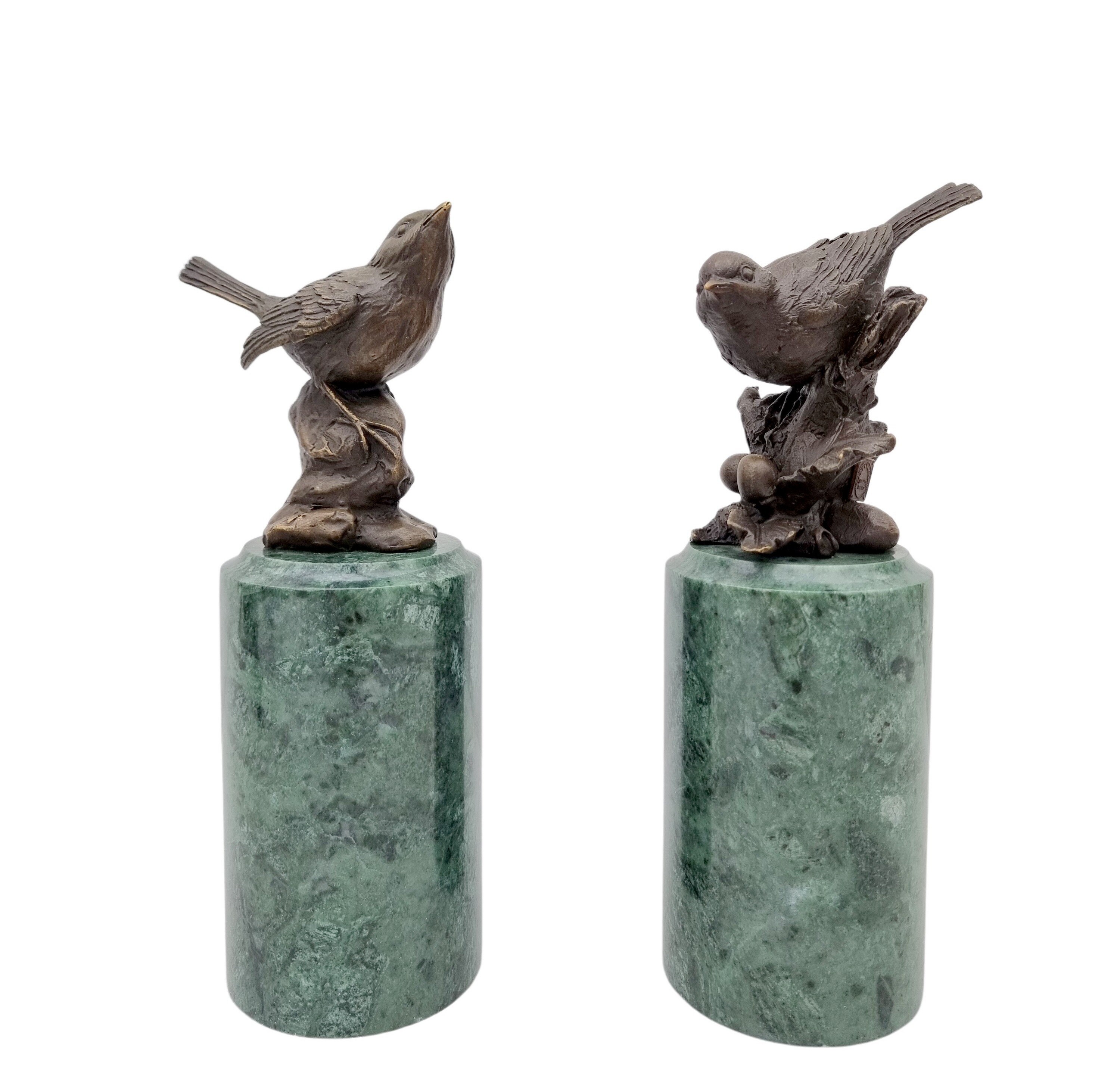 Pair of bronze birds on a marble base Spring decoration bronze gift