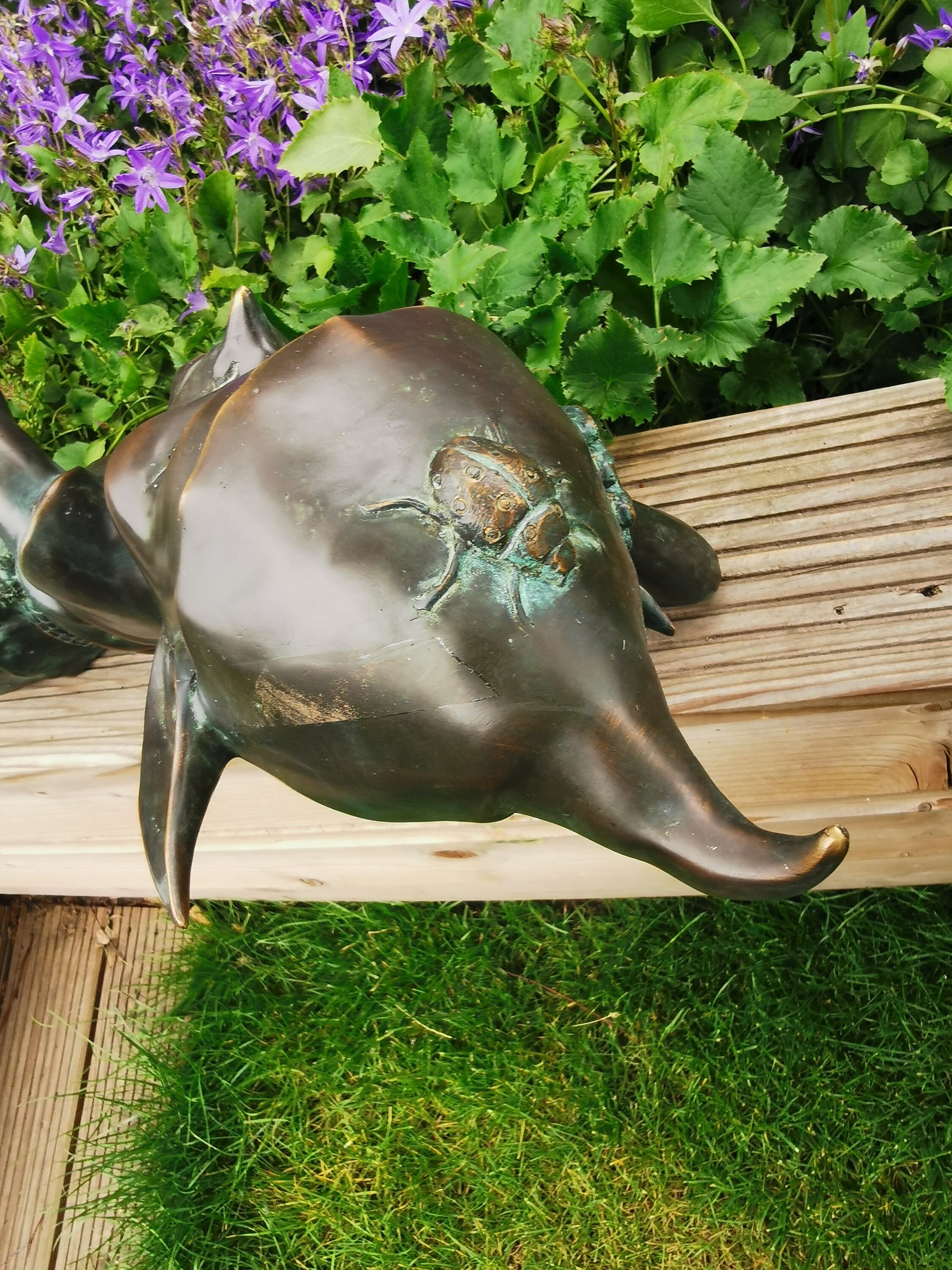 Large bronze pixie - garden gnome - Bronze garden decor - Elf