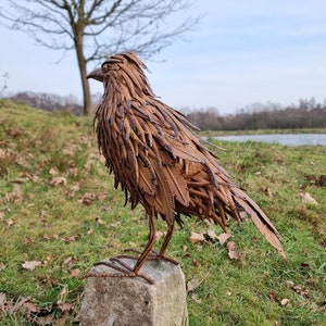 Metal bird - Crow - Decorative garden decoration - Natural garden decoration - Metal garden animals