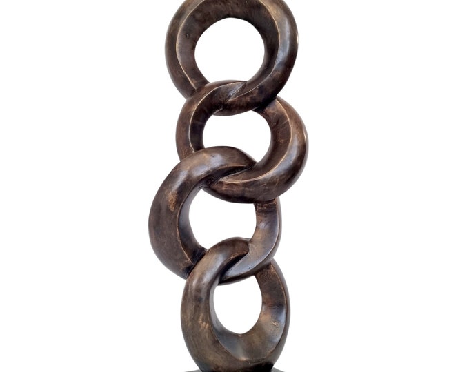 Abstract bronze artwork of an endless knot - 4 connected rings - Abstract and modern art - Minimalist abstract artwork