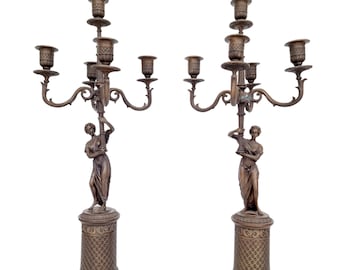 Vintage bronze candlesticks - Pair of bronze candlesticks - mantelpiece decoration - cottagecore - mansion luxury candlesticks - bronze art