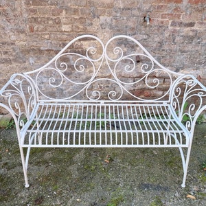 Wrought iron garden bench Patio bench Decorative garden bench image 4