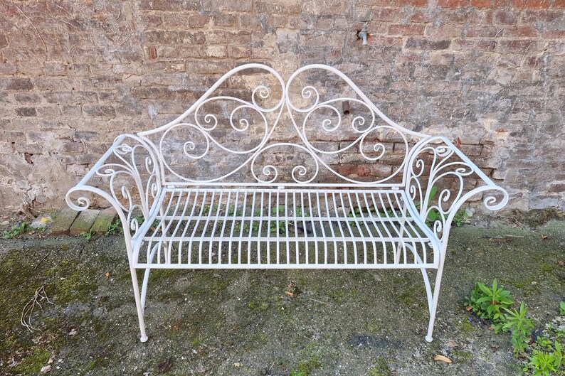 Wrought iron garden bench Patio bench Decorative garden bench image 4