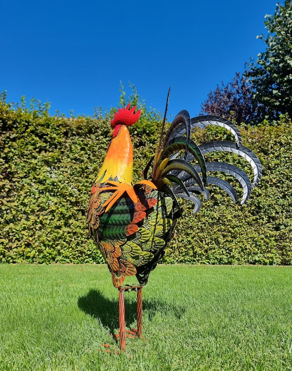 Large Iron Rooster Decorative Rooster Metal Garden Animals Garden and Patio  Inspiration 