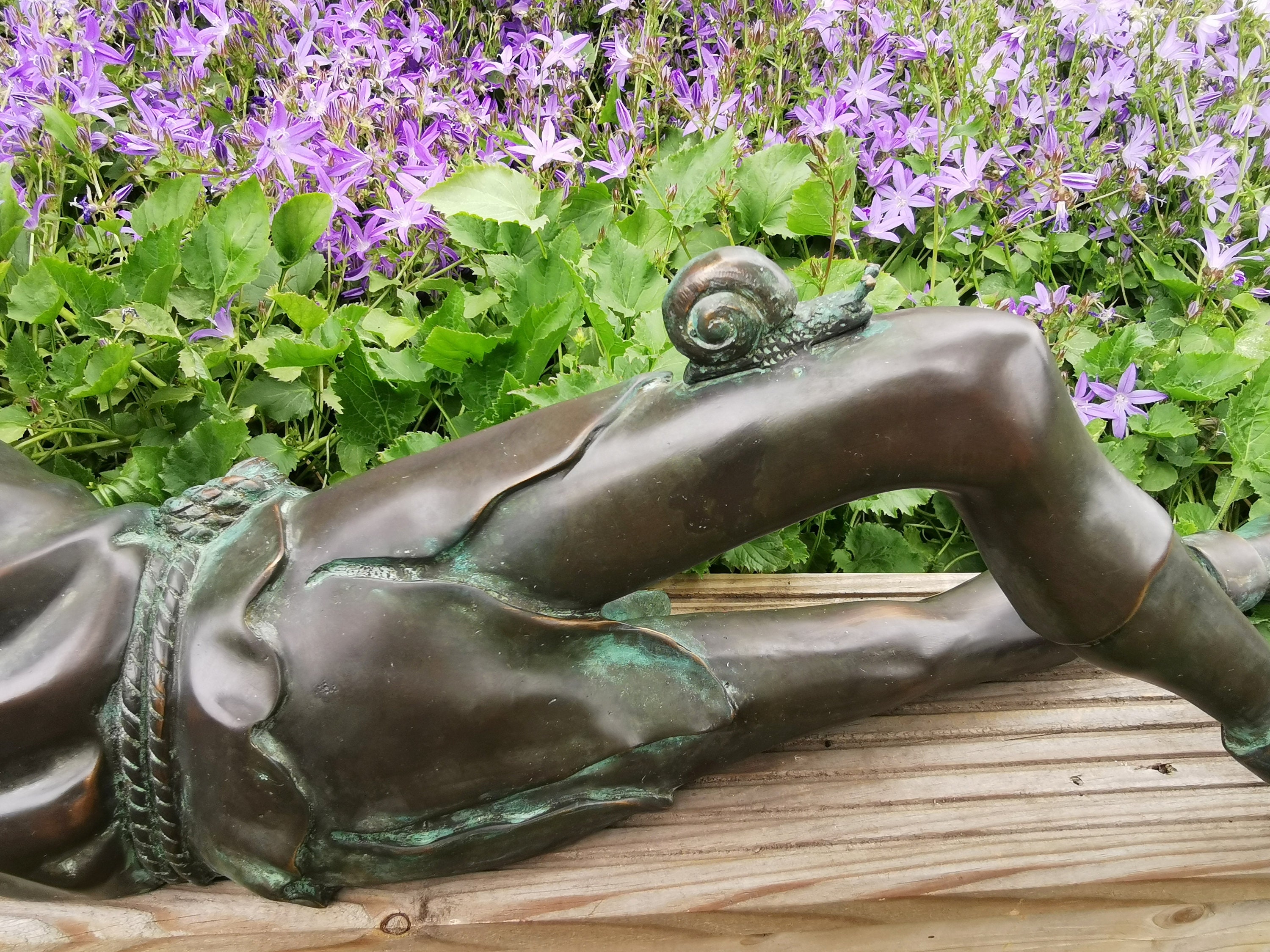 Large bronze pixie garden gnome Bronze garden decor Elf