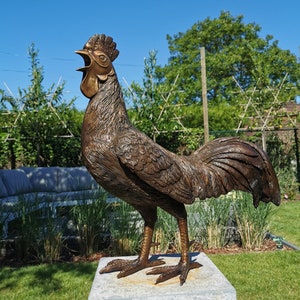 Large bronze rooster - Garden statue - Bronze garden sculptures