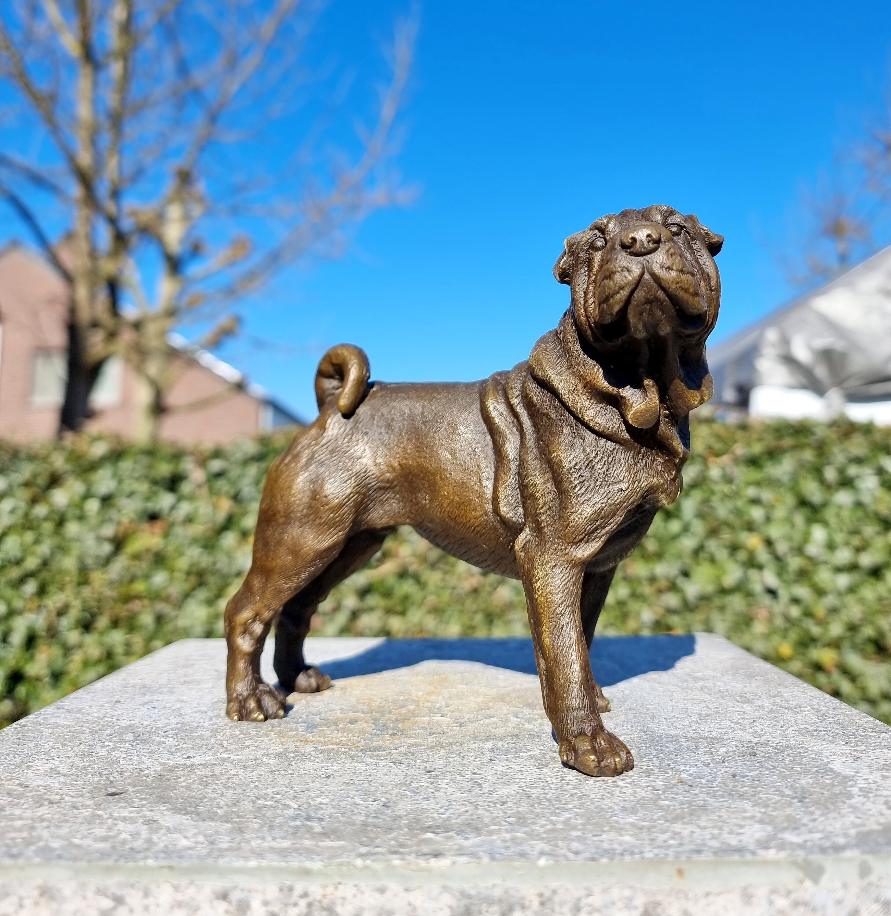 Freestanding dog - Bronze dog figurines - Bronze pug