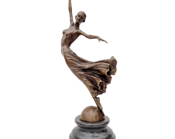 Graceful bronze sculpture of a female dancer - Bronze figurines