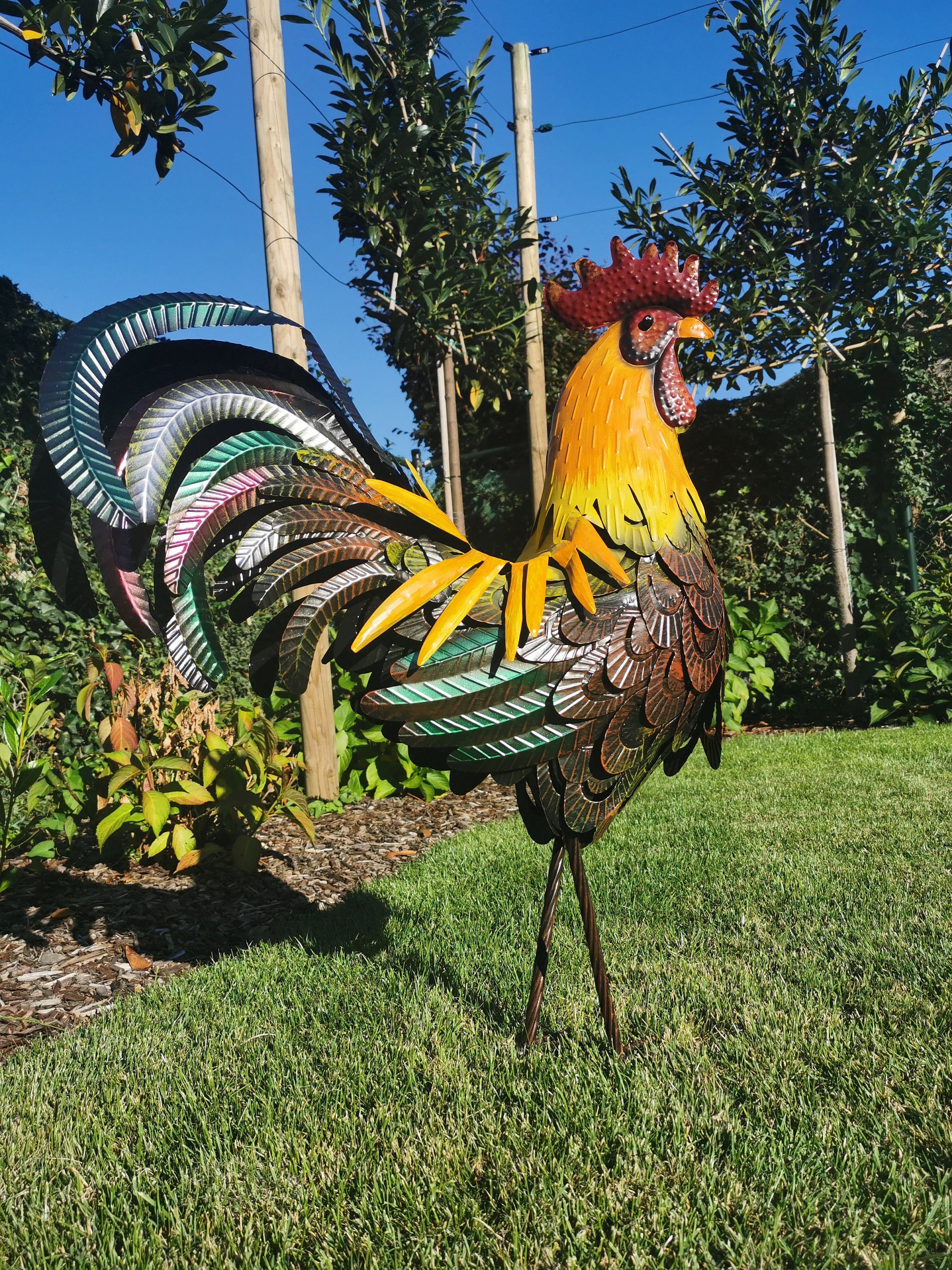 Coq en métal, Harry, animal décoratif stylisé, décoration du