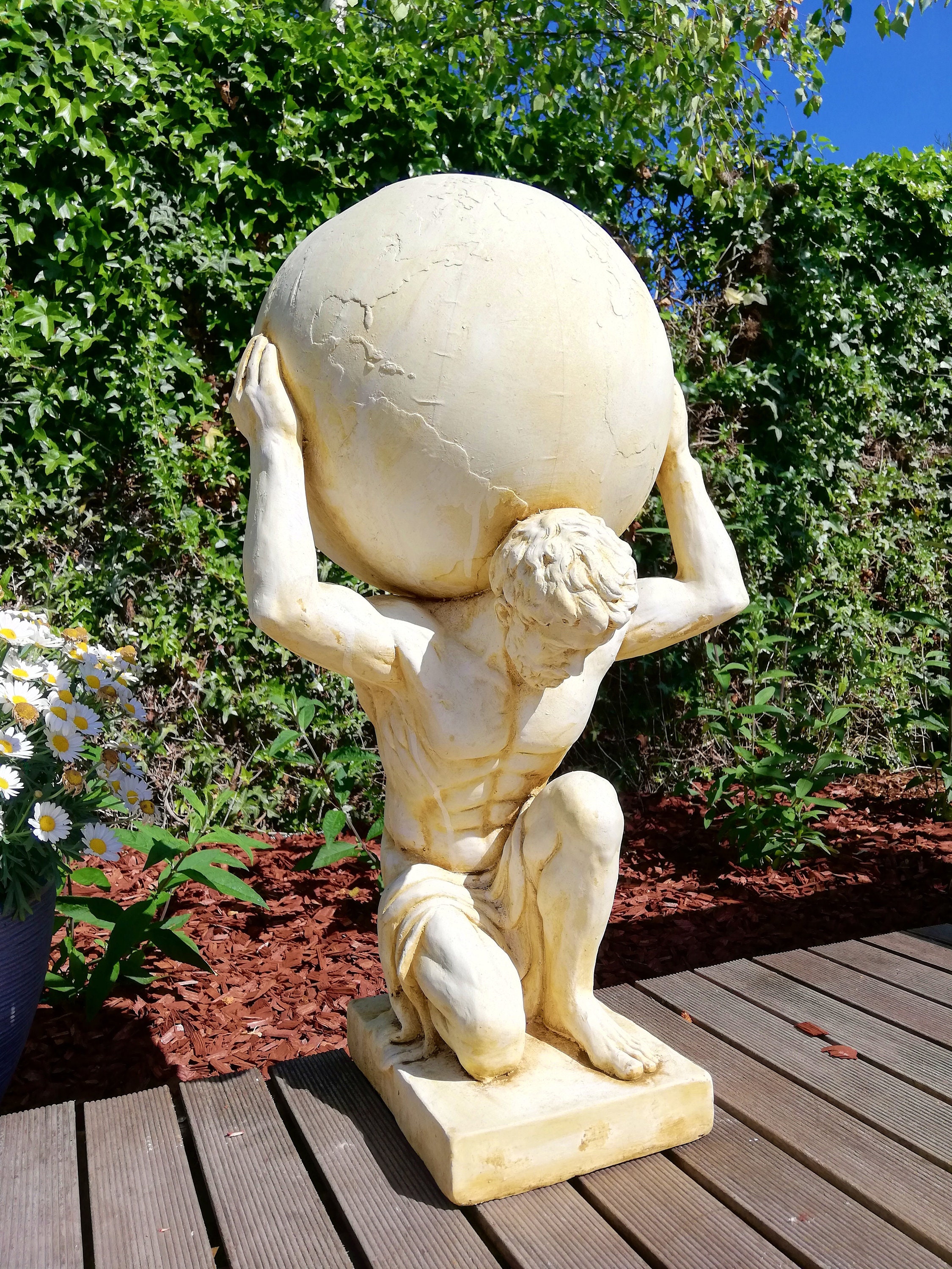 Phenomenal big statue of Atlas Garden sculpture Etsy