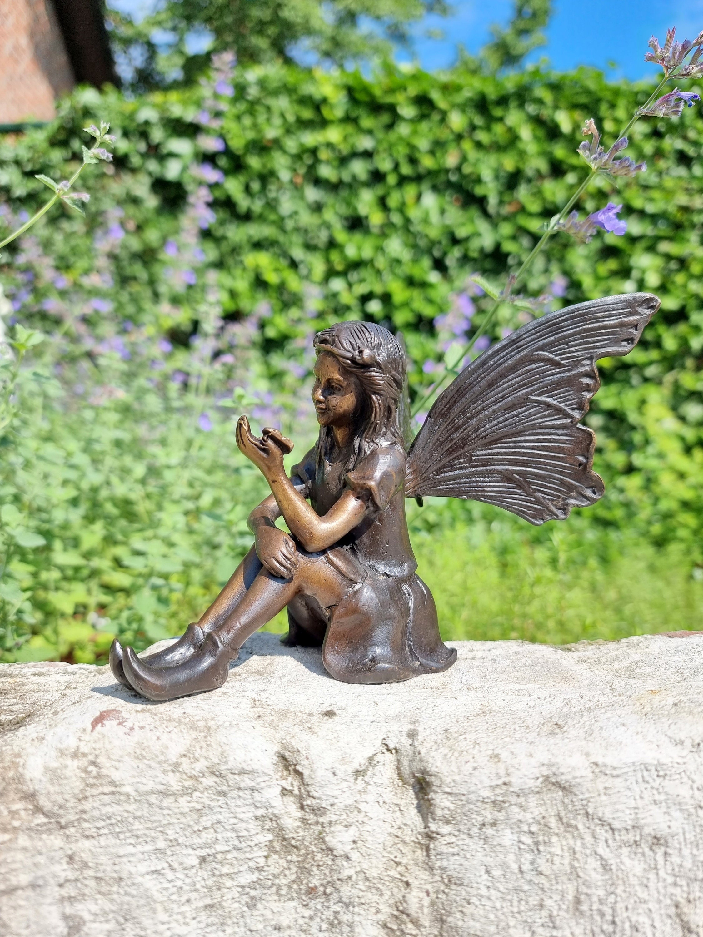 Bronze Garten Fee Elfe Bronze Figur eines Mädchens mit Etsy