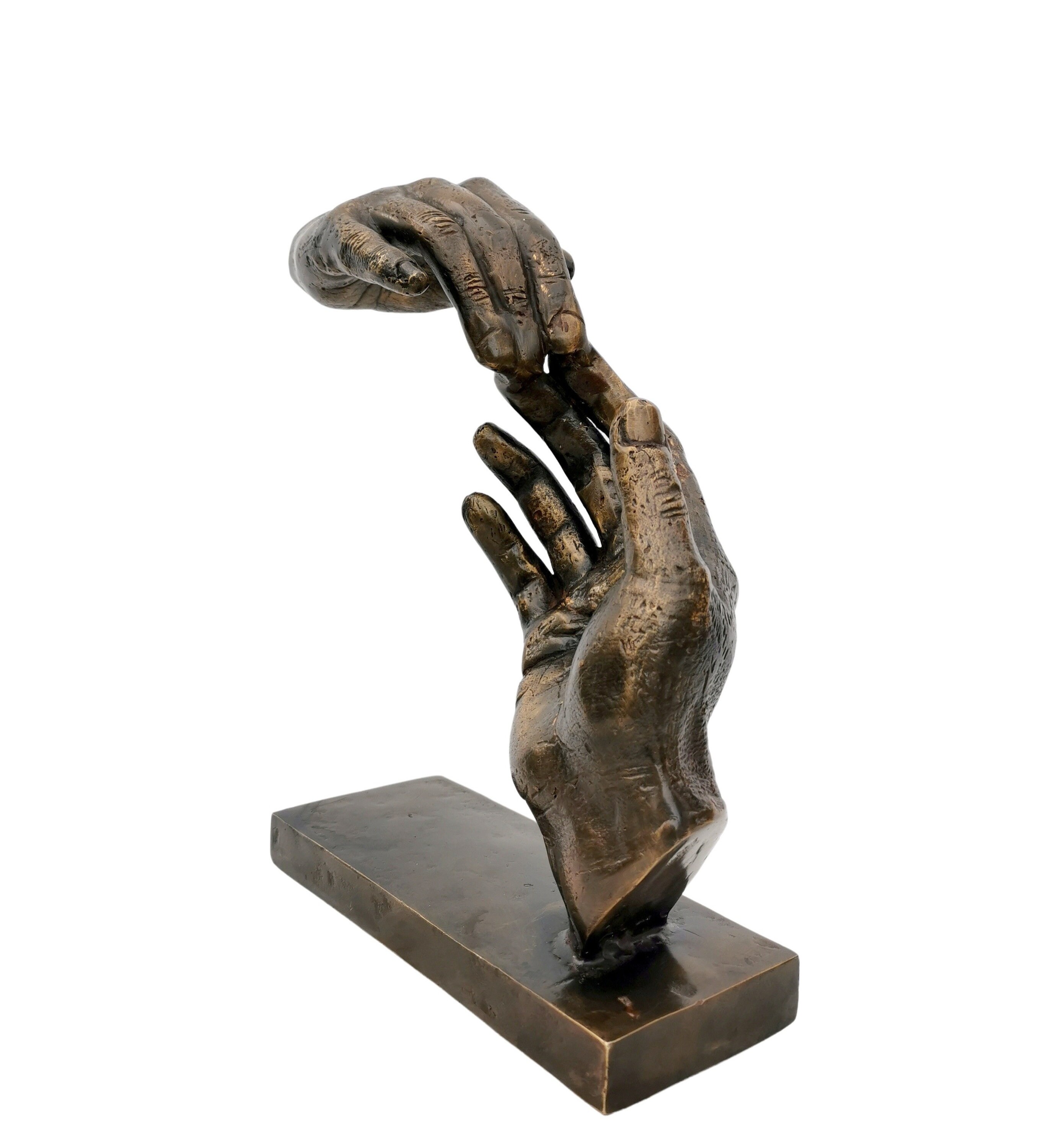 Bronze sculpture of 2 touching hands Floating hands