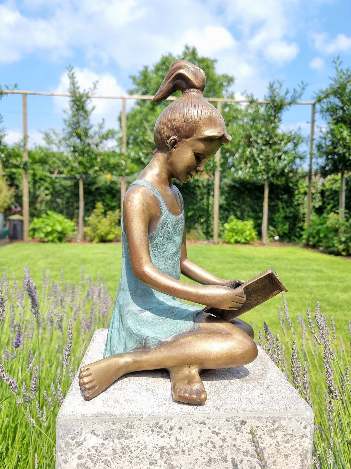 Bronze Sculpture of a Girl Reading a Book Bronze Garden Etsy