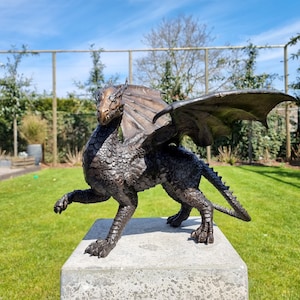 Bronze dragon - Bronze garden art - fantasy art garden sculpture