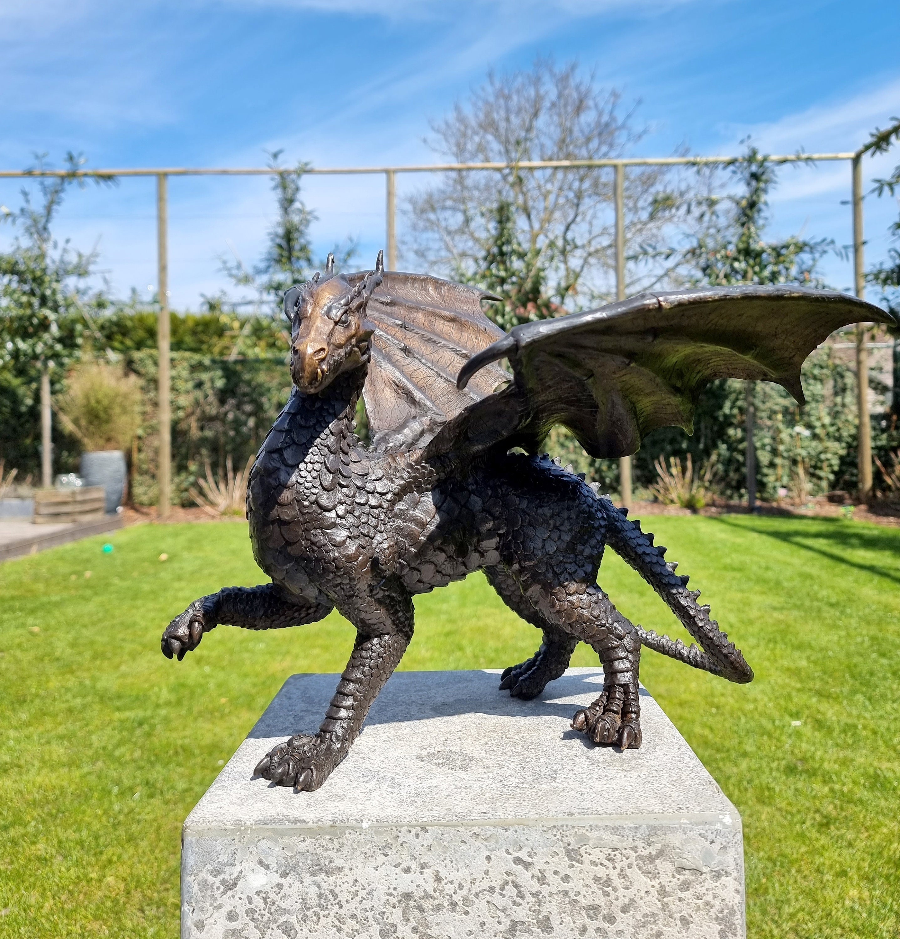 Bronze dragon Bronze garden art fantasy art garden sculpture