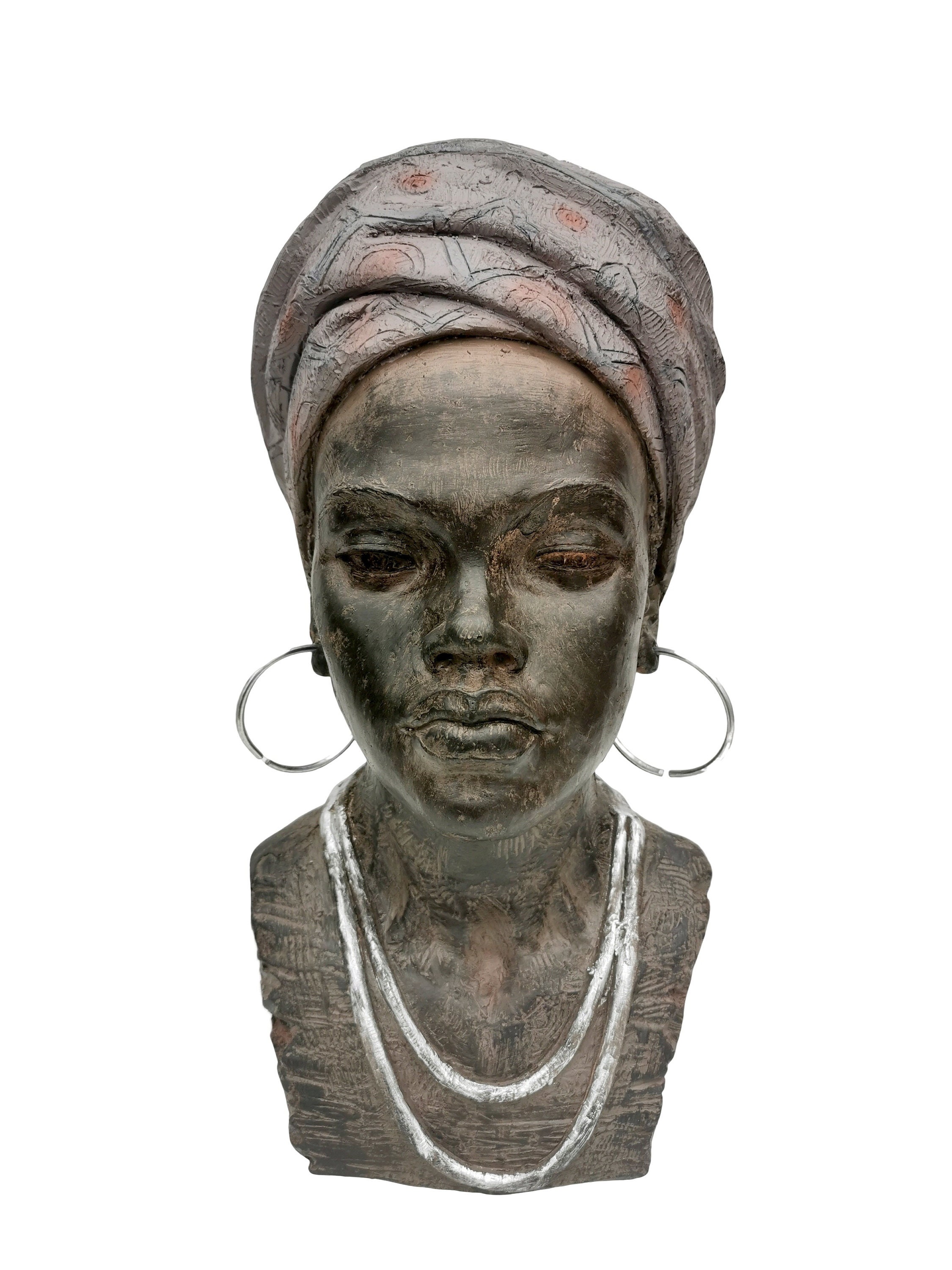 Beautiful bust of an African woman - Beautiful expression - Native decor