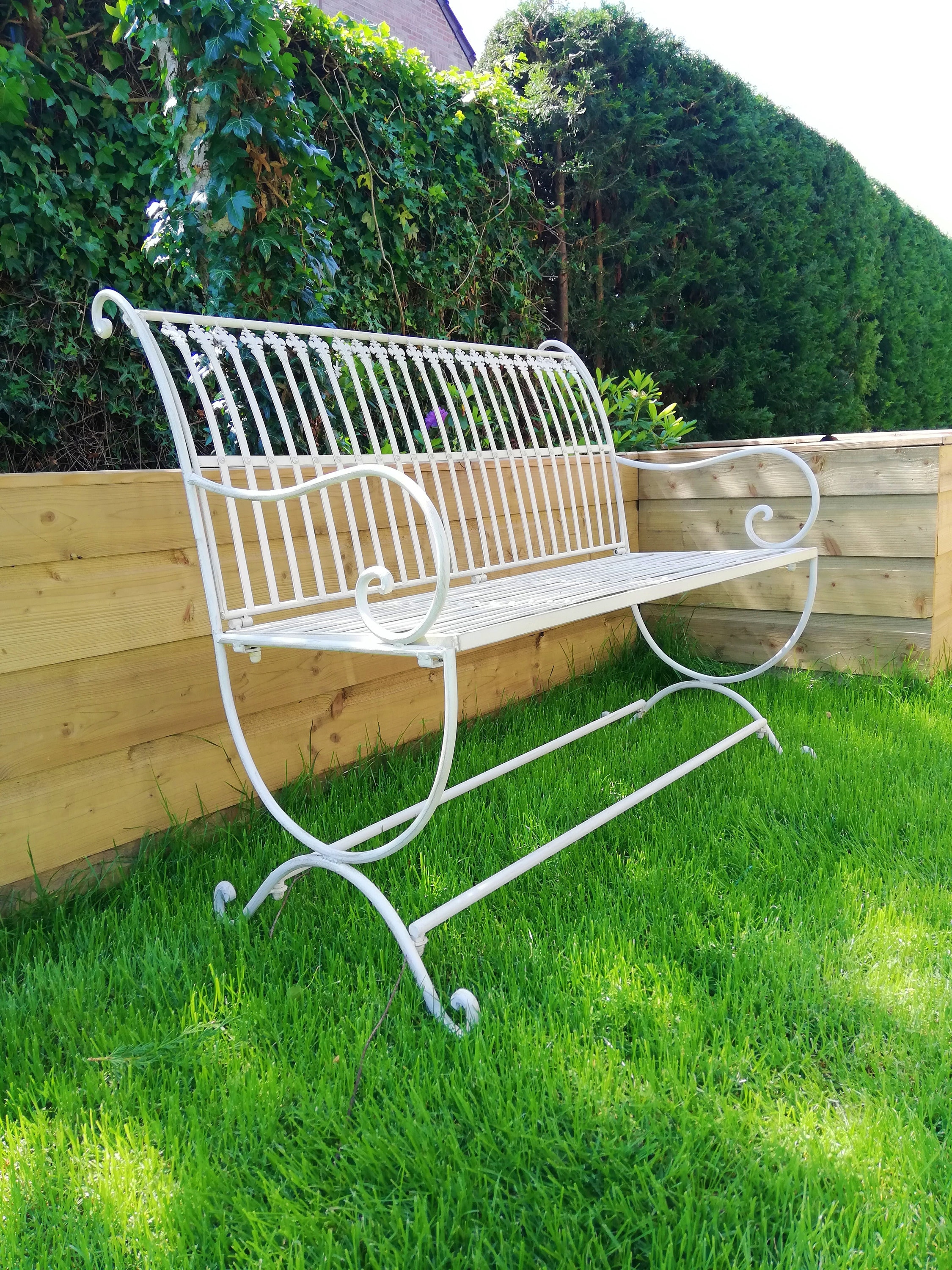 Wrought iron garden bench