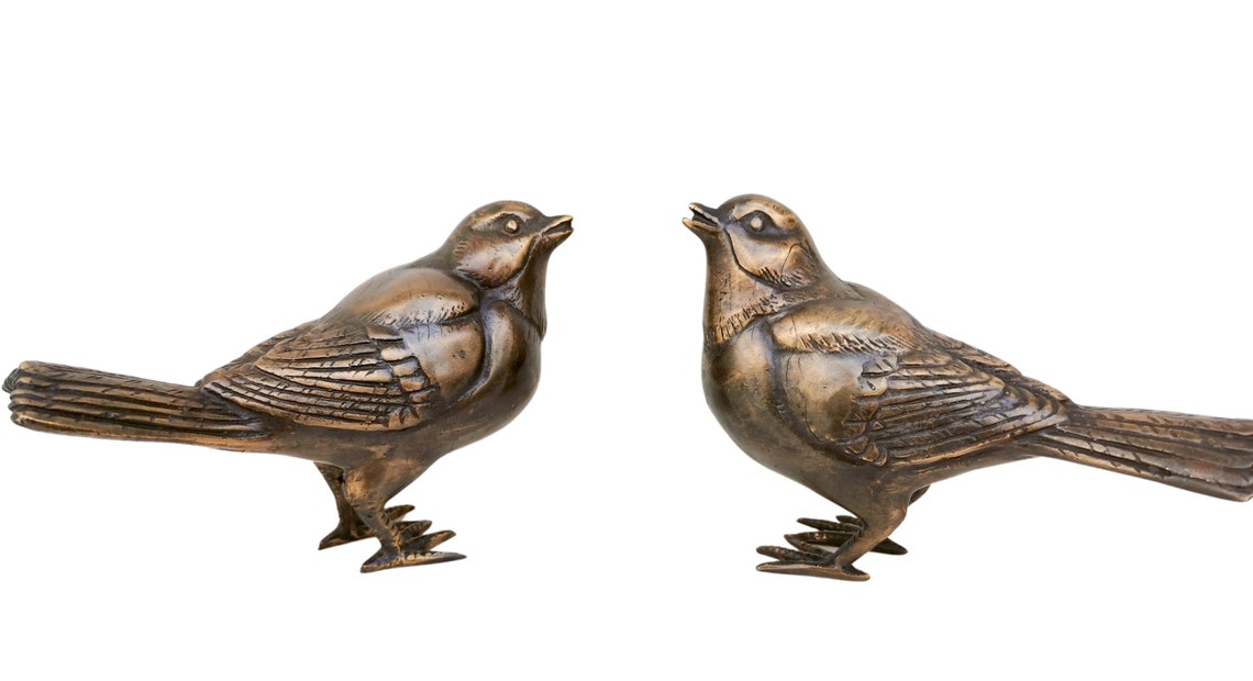Pair of Bronze Birds Bird Ornaments Easter Decoration Etsy