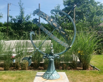 Bronze Sundial - Garden sculpture -  Zodiac Armillary - 24 inches