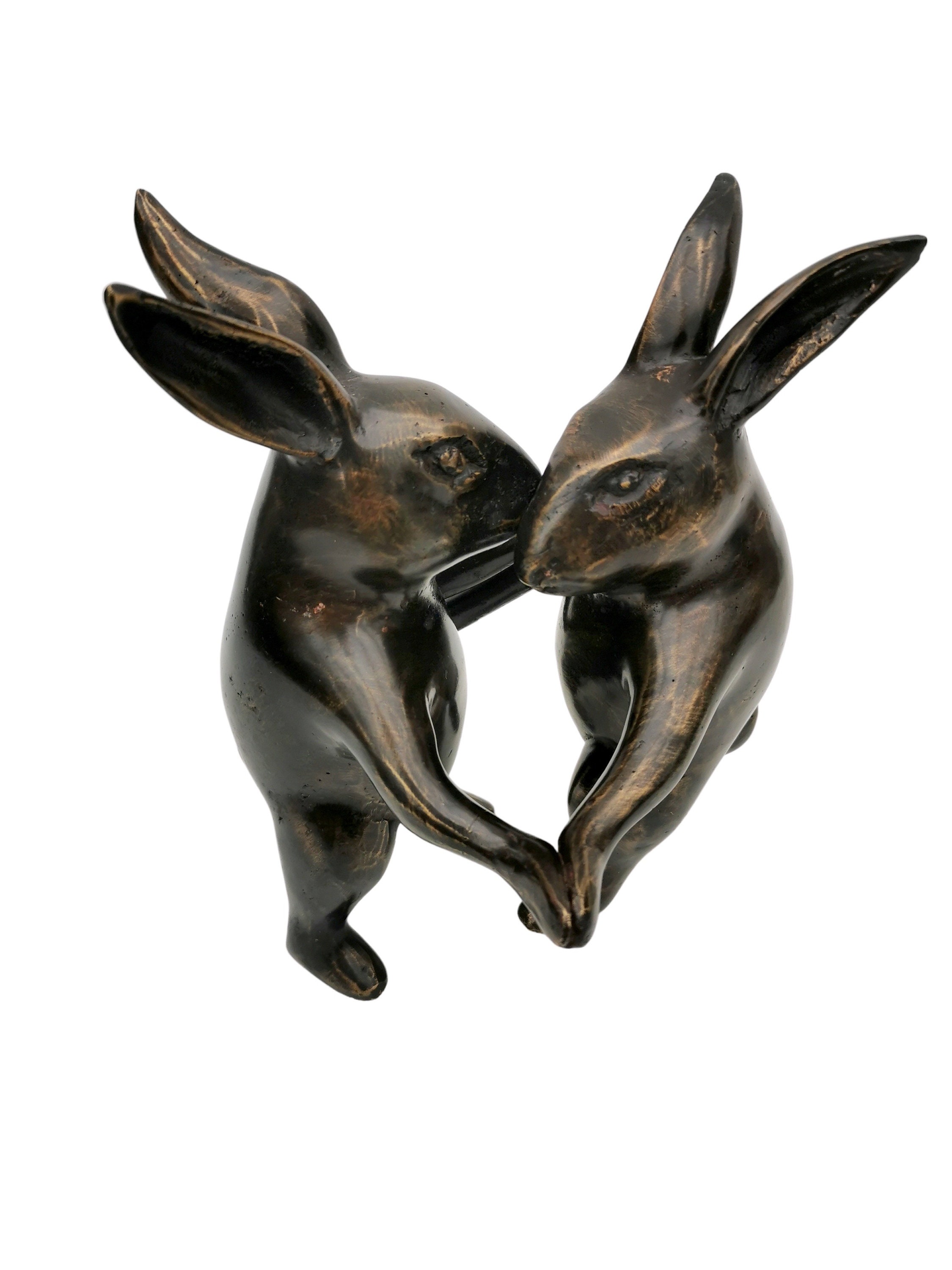 Dancing rabbits Bronze Rabbits in love