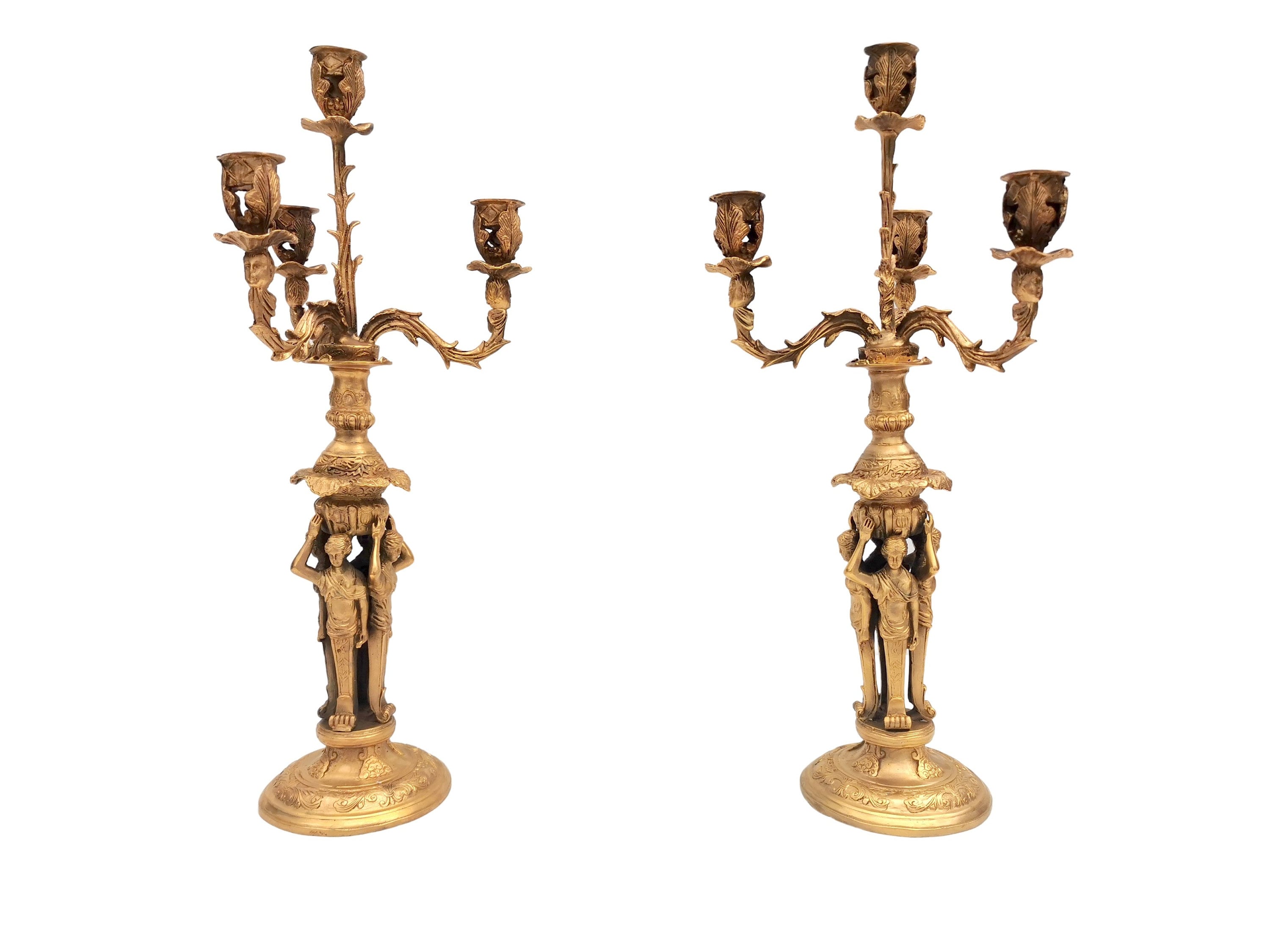 A pair of beautiful gilt bronze candelabra candle holders Antique style
