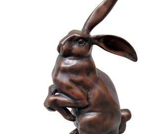 Bronze Hare - Playful Hare - Cute Rabbit and Hare Decoration