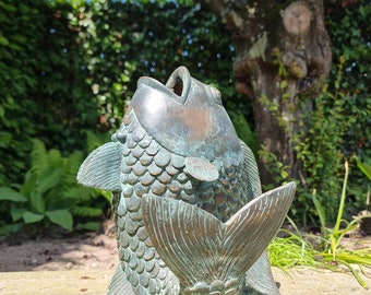 Fontaine à poissons en bronze - Gargouille à poissons - Poissons bonzen - Décoration d'étang et de jardin - Pièces d'eau oeuvres d'art