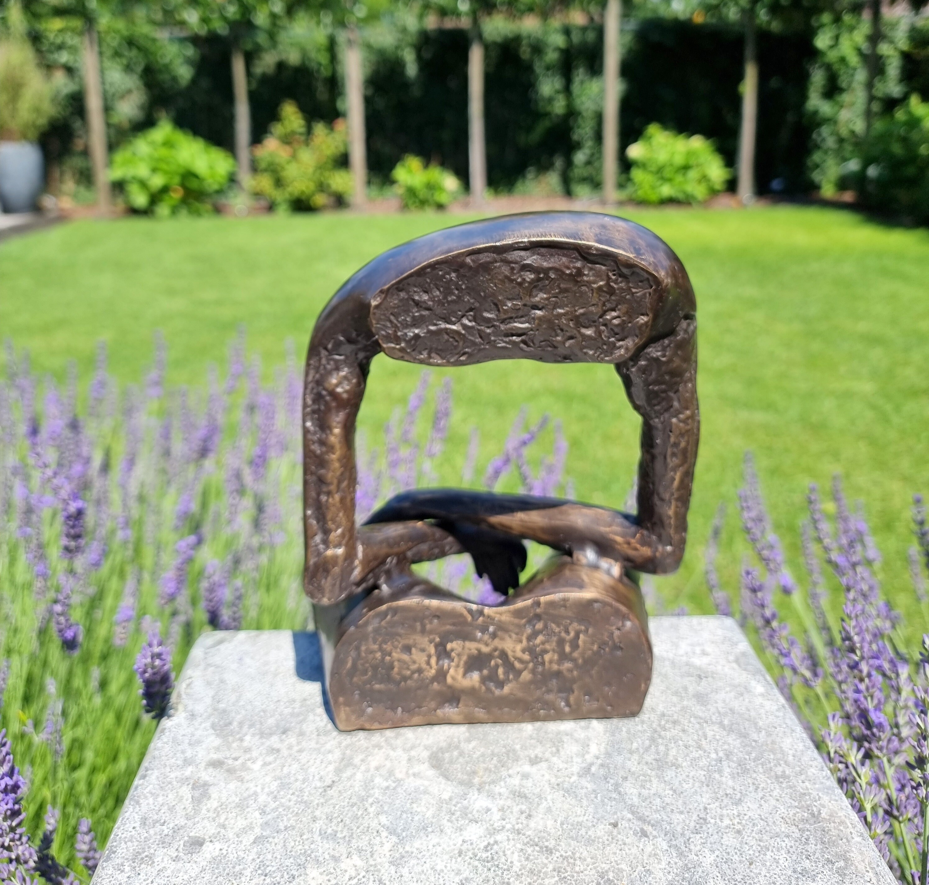 Modernist Bronze Sculpture Seated Bronze human Seated Giant