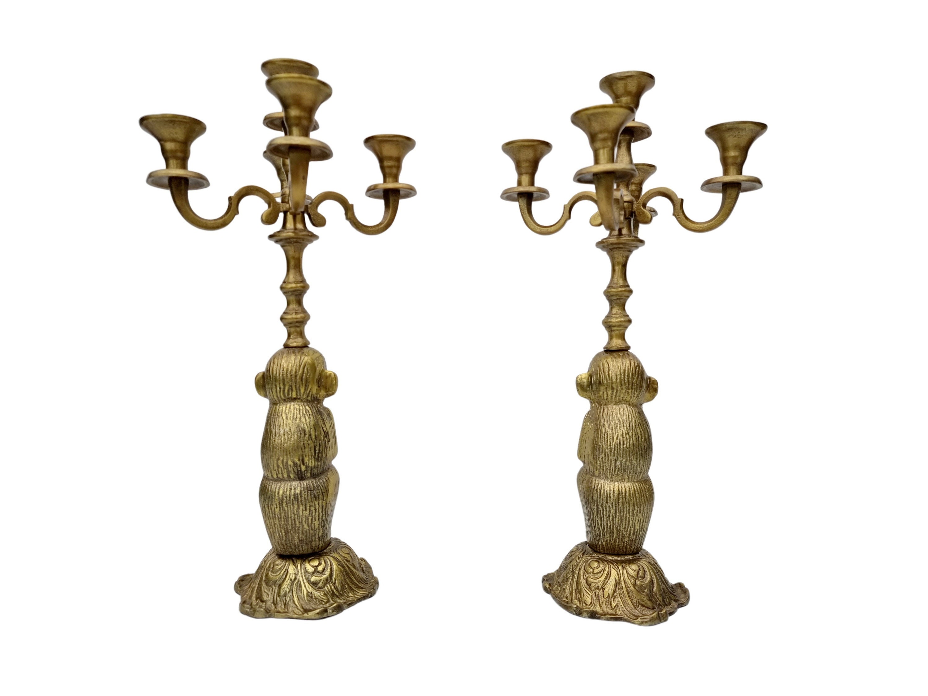 Candelabra (2) Monkey candlestick holders golden candlesticks