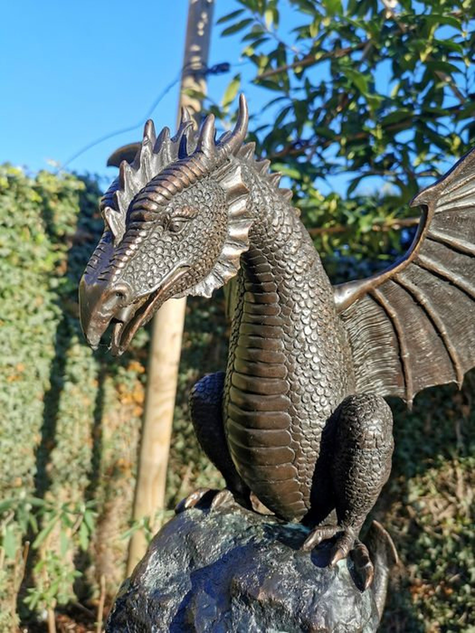 Large Bronze Dragon Garden Statue Fountain Garden Etsy UK