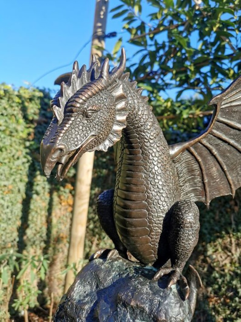 Large Bronze Dragon Garden Statue Fountain Garden Etsy