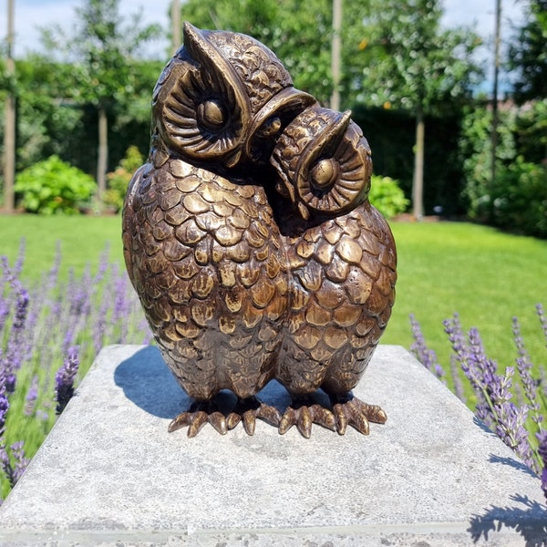 Paire de hiboux - Sculptures de jardin - Hibou en bronze