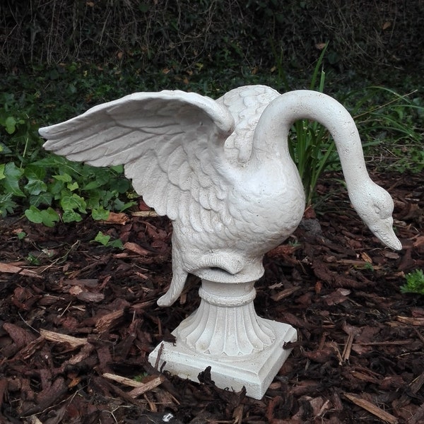 Cast iron garden swan