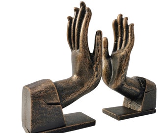 Cast iron bookends - Link iron hands - Decorative finials