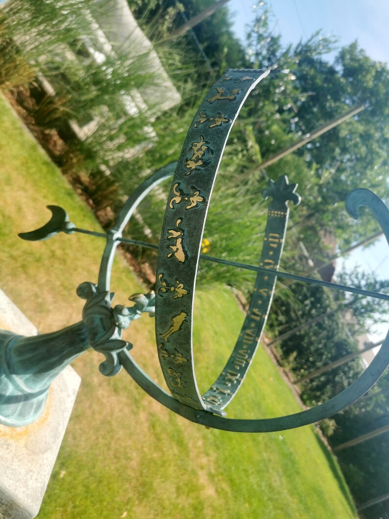 Bronze Sundial Garden Sculpture Zodiac Armillary 24 Etsy