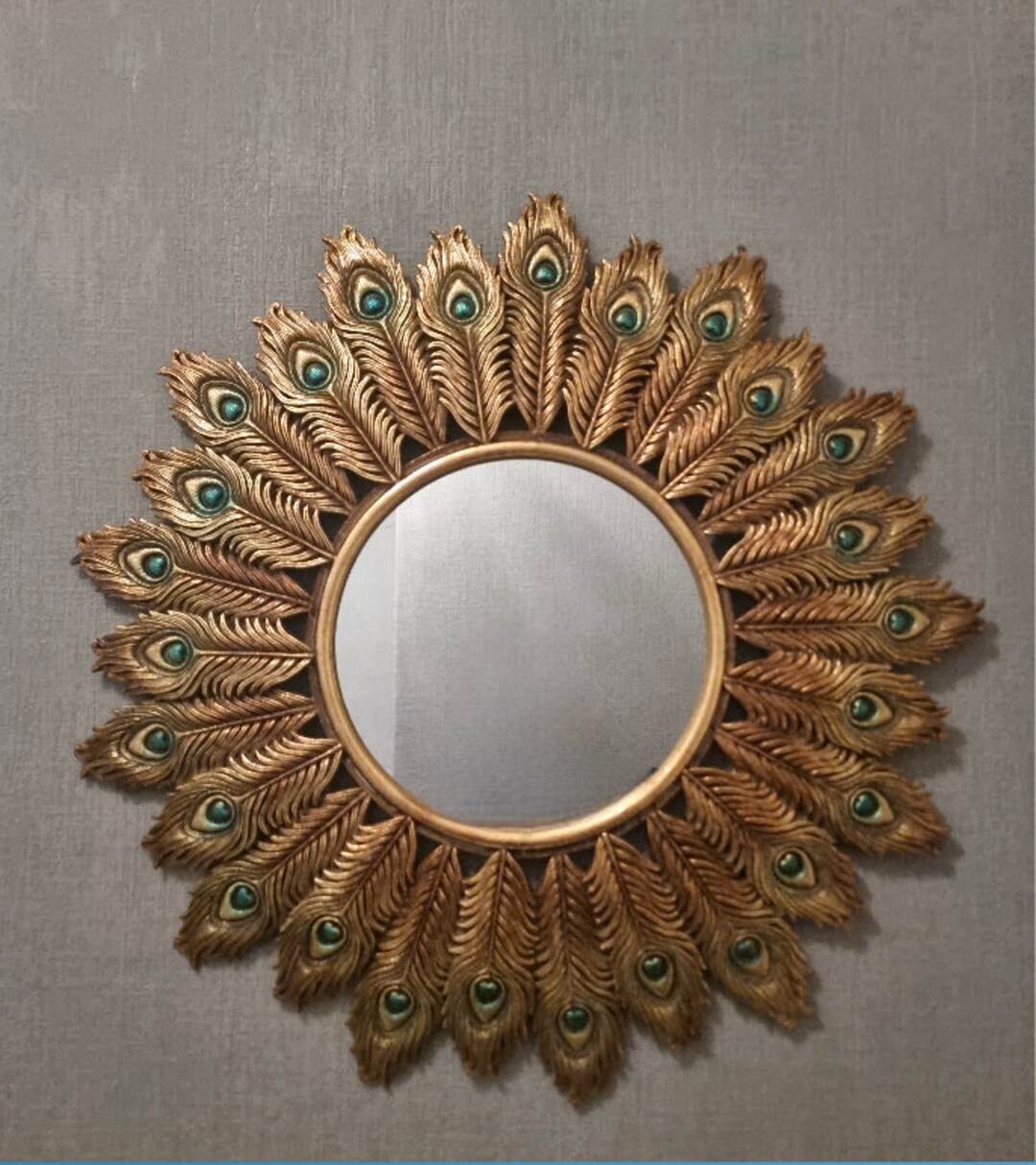 Beautiful Wall Mirror Gold Wall Mirror With Peacock Feathers Etsy