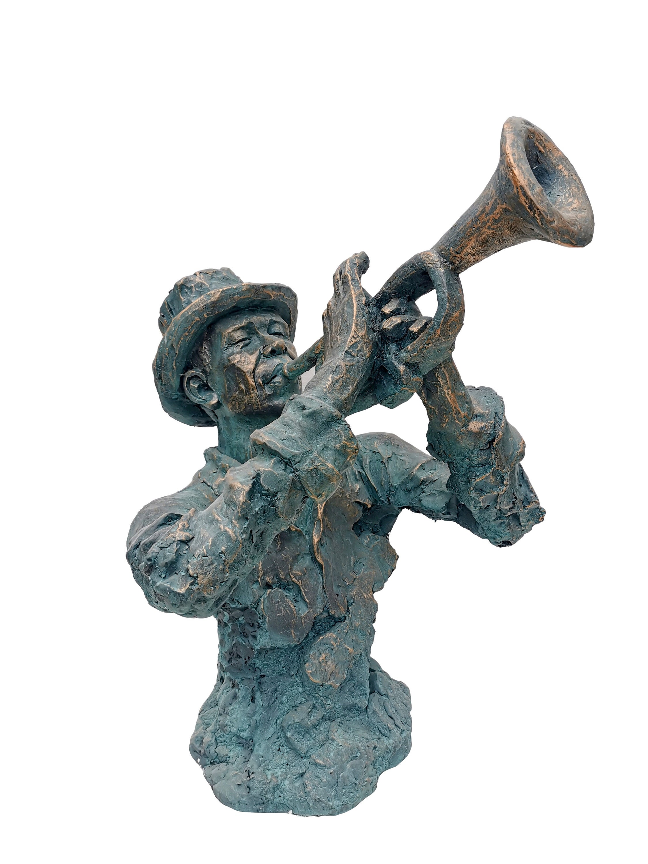 Very large statue of a Jazz musician playing the Trumpet