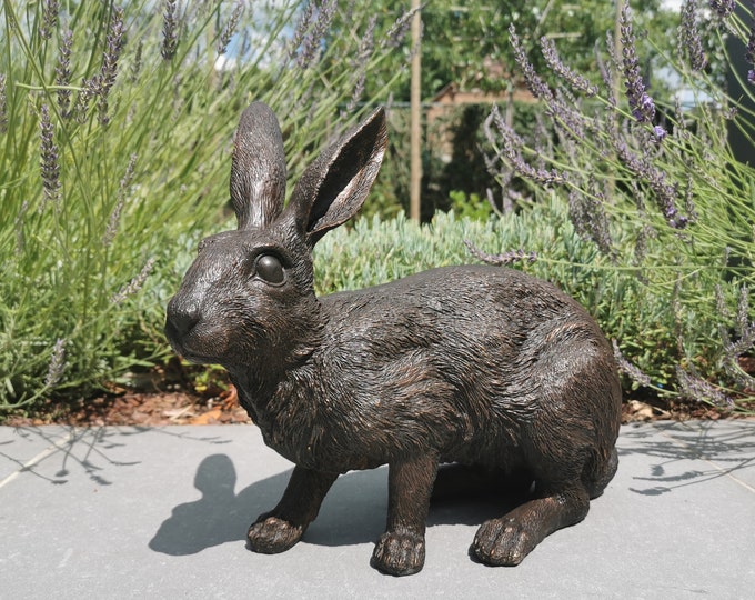 Beautiful bronze sculpture of a hare - Bronze garden decor