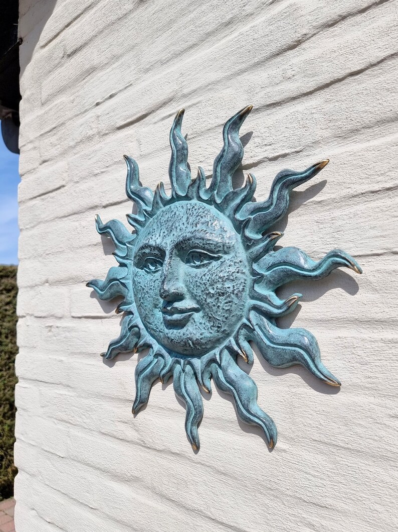 Bronze Sun Sculpture Sun Face Bronze Garden Decor Etsy