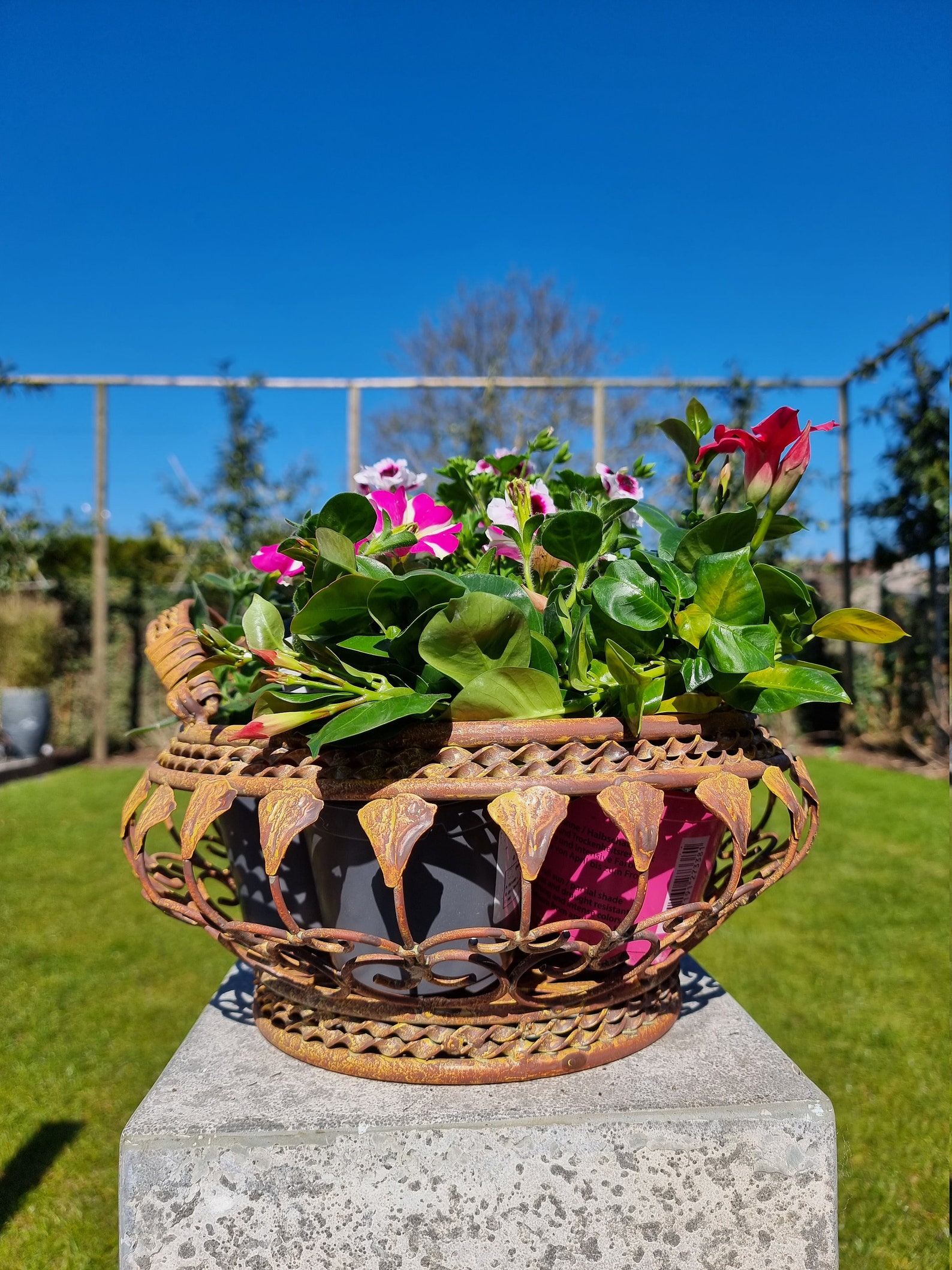 Iron flower basket Green garden baskets cottage garden Etsy