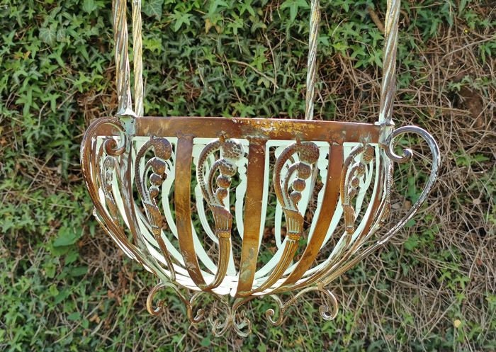 Large hanging flower basket - wrought iron flower basket / plant basket