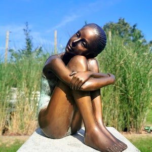 Bronze woman - Self embracing woman - Bronze garden art - Bronze gift idea