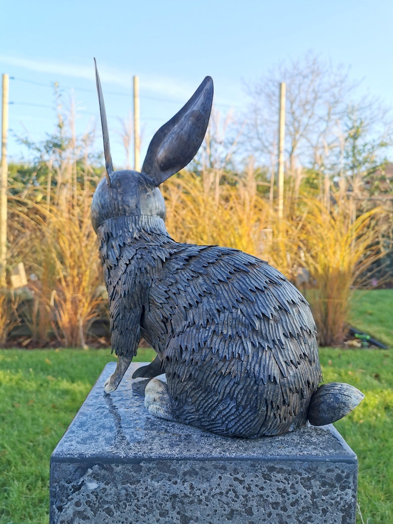 Cute Metal Rabbit Garden Sculpture Etsy UK