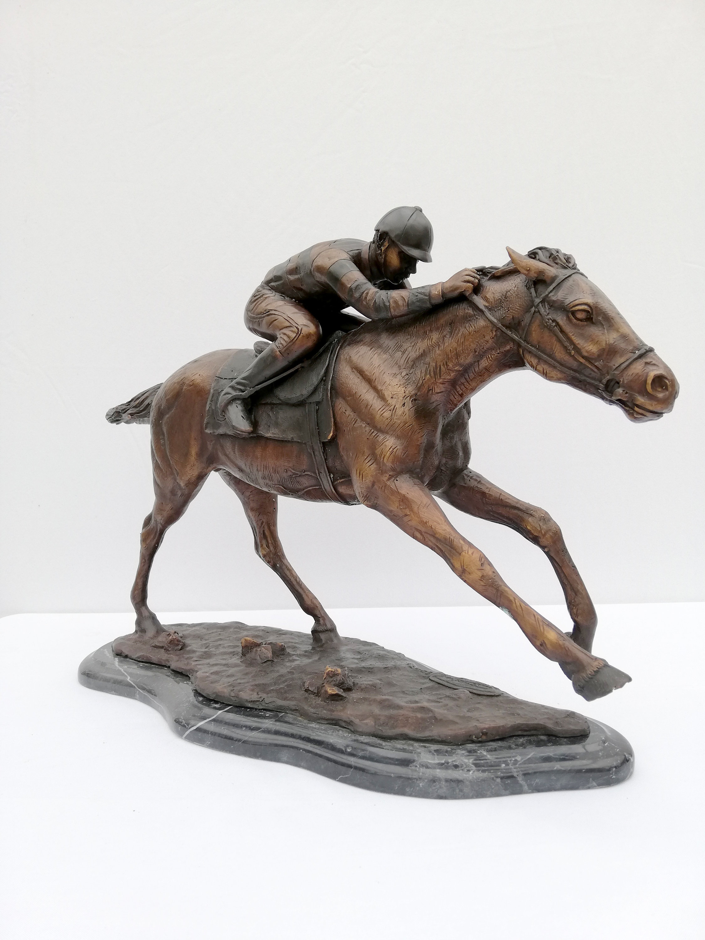 Bronze Sculpture of a Jockey on His Racing Horse Etsy UK