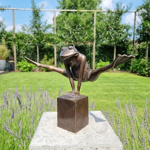 Grenouille acrobatique Grenouille en bronze Grenouille de décoration de jardin et de maison image 8