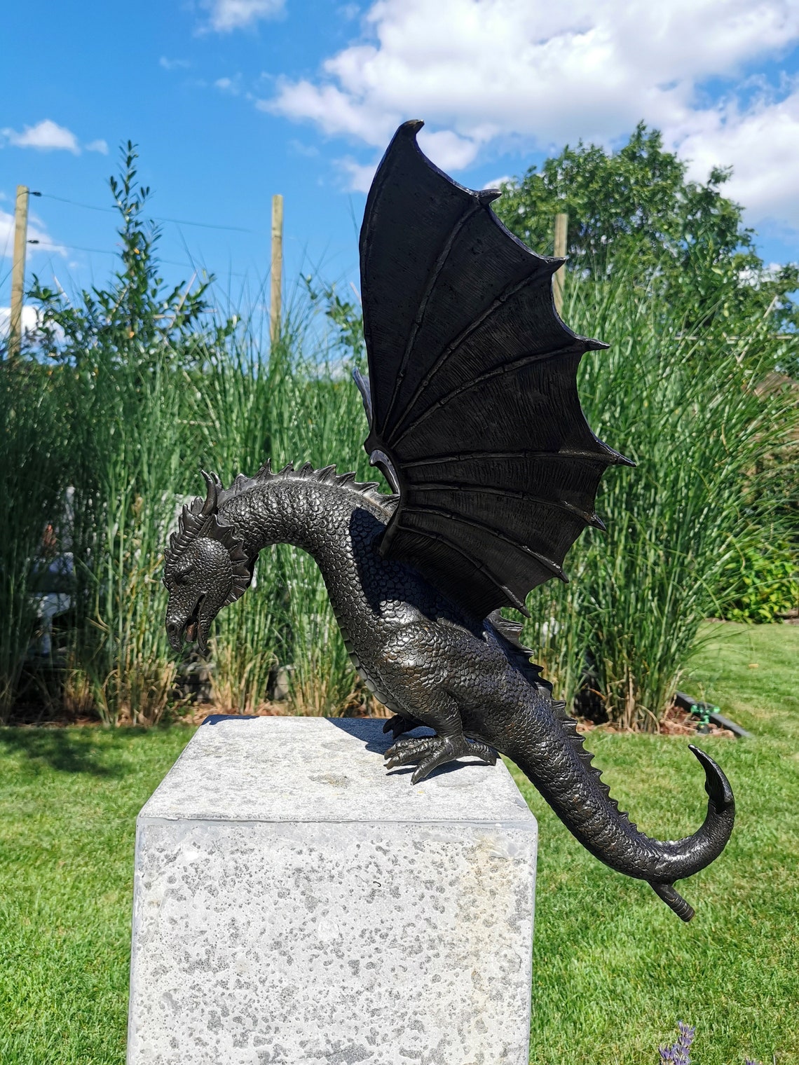 Large bronze dragon Garden statue Fountain Garden Etsy