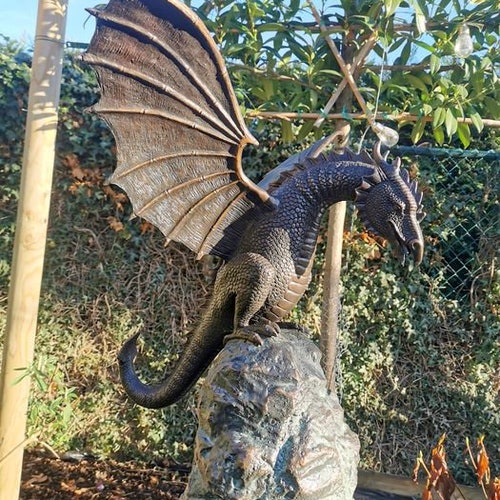 Large Bronze Dragon Garden Statue Fountain Garden Etsy