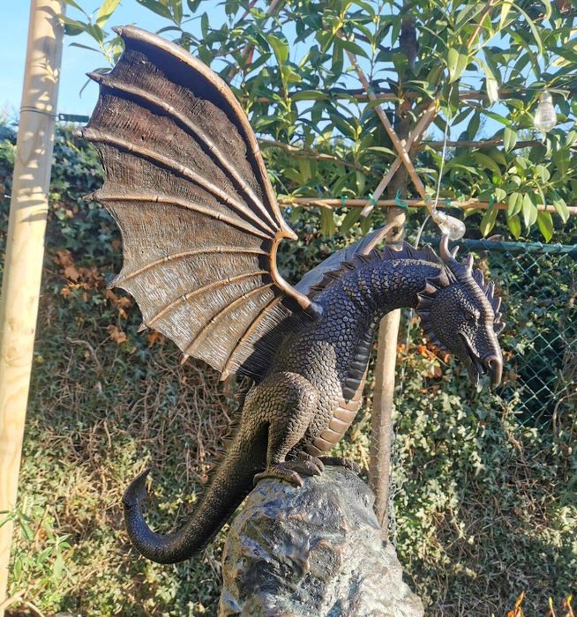 Large Bronze Dragon Garden Statue Fountain Garden Etsy