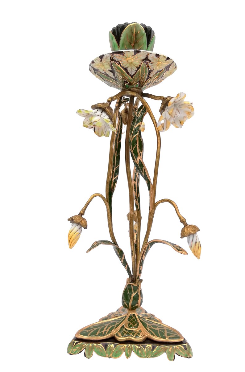 Art Nouveau Candlesticks Floral Candlesticks Etsy